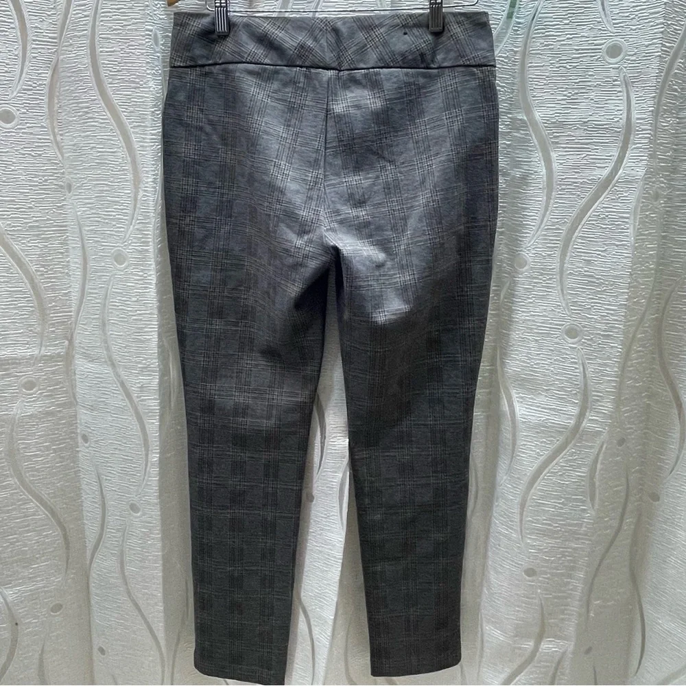 Dalia Plaid Dress Pants Womens 8 Grey Stretch Slim Leg‎ Glen Check - Picture 5 of 11